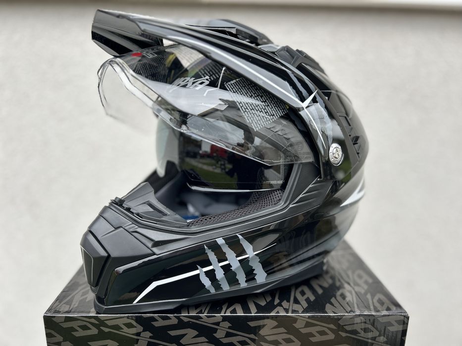 Kask motocyklowy enduro quad cross NAXA CO3 rozmiar M, blenda, szyba!