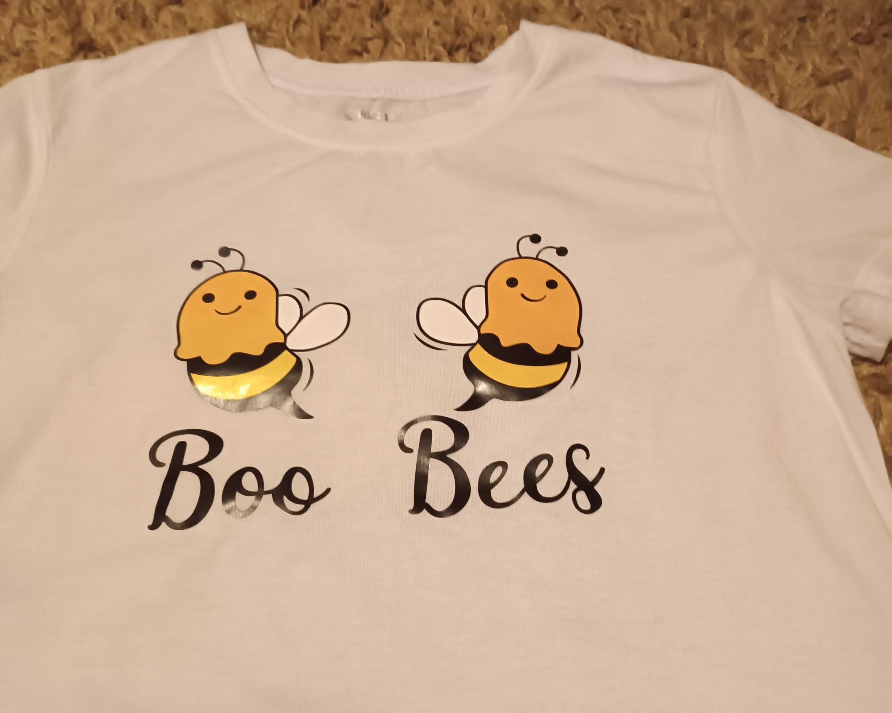 Biały T-shirt koszulka 2 pszczółki pszczoły rozmiar "L"