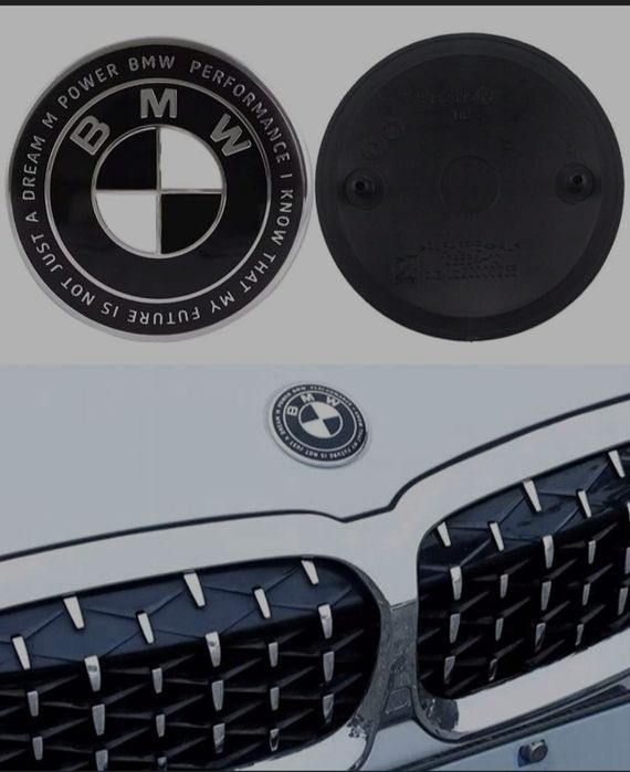 EMBLEMAT BMW 50JAHRE 82mm + Tulejki Na maske klape  Znaczek