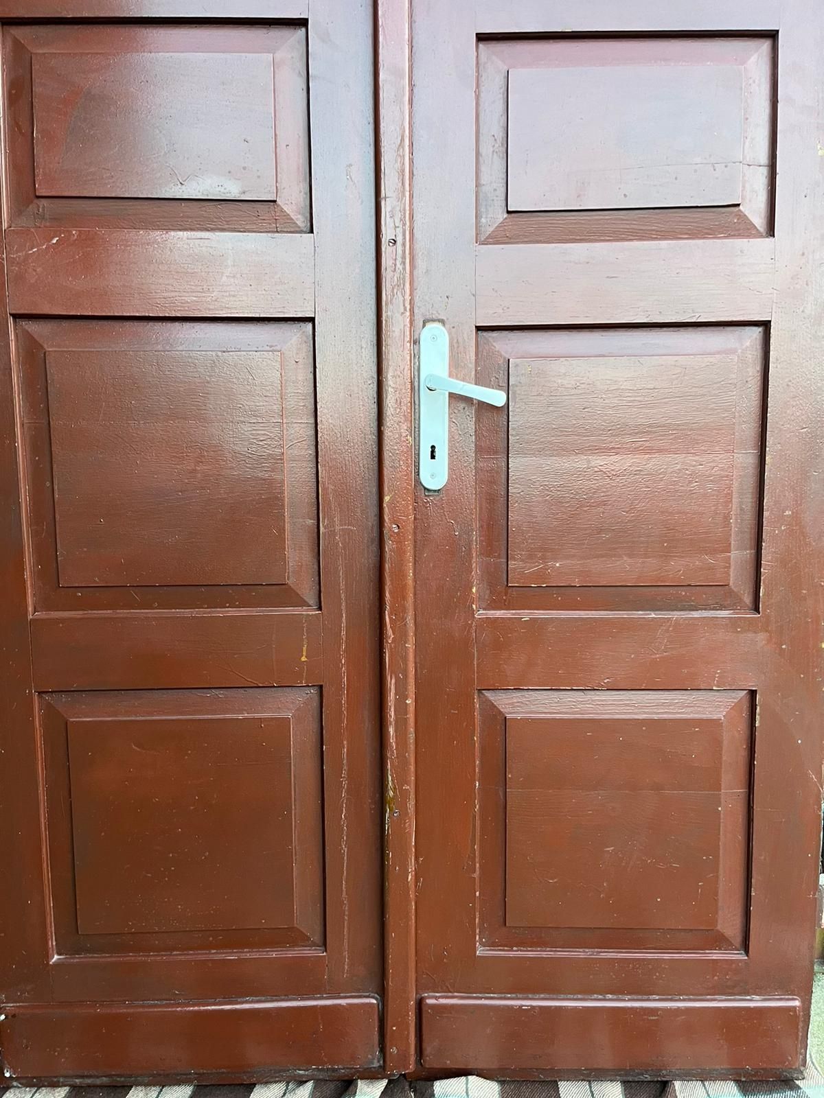 Drzwi drewniane dwuskrzydłowe PRL