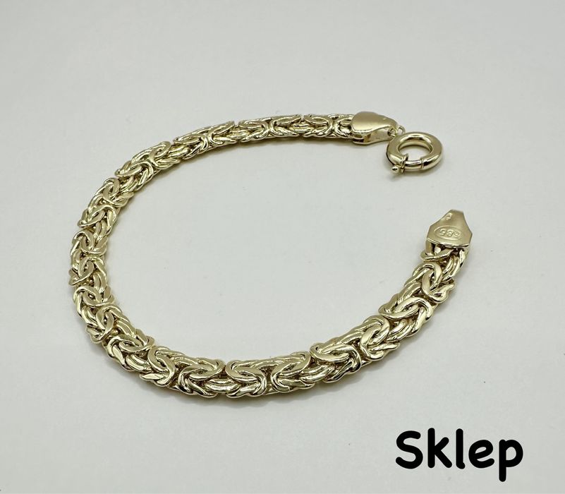 Złota Damska Bransoletka Splot Królewski Pr.585 NOWA !!!