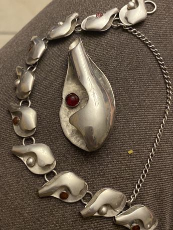Srebrny broszko-wisior i bransoletka praca artystyczna  925 pr