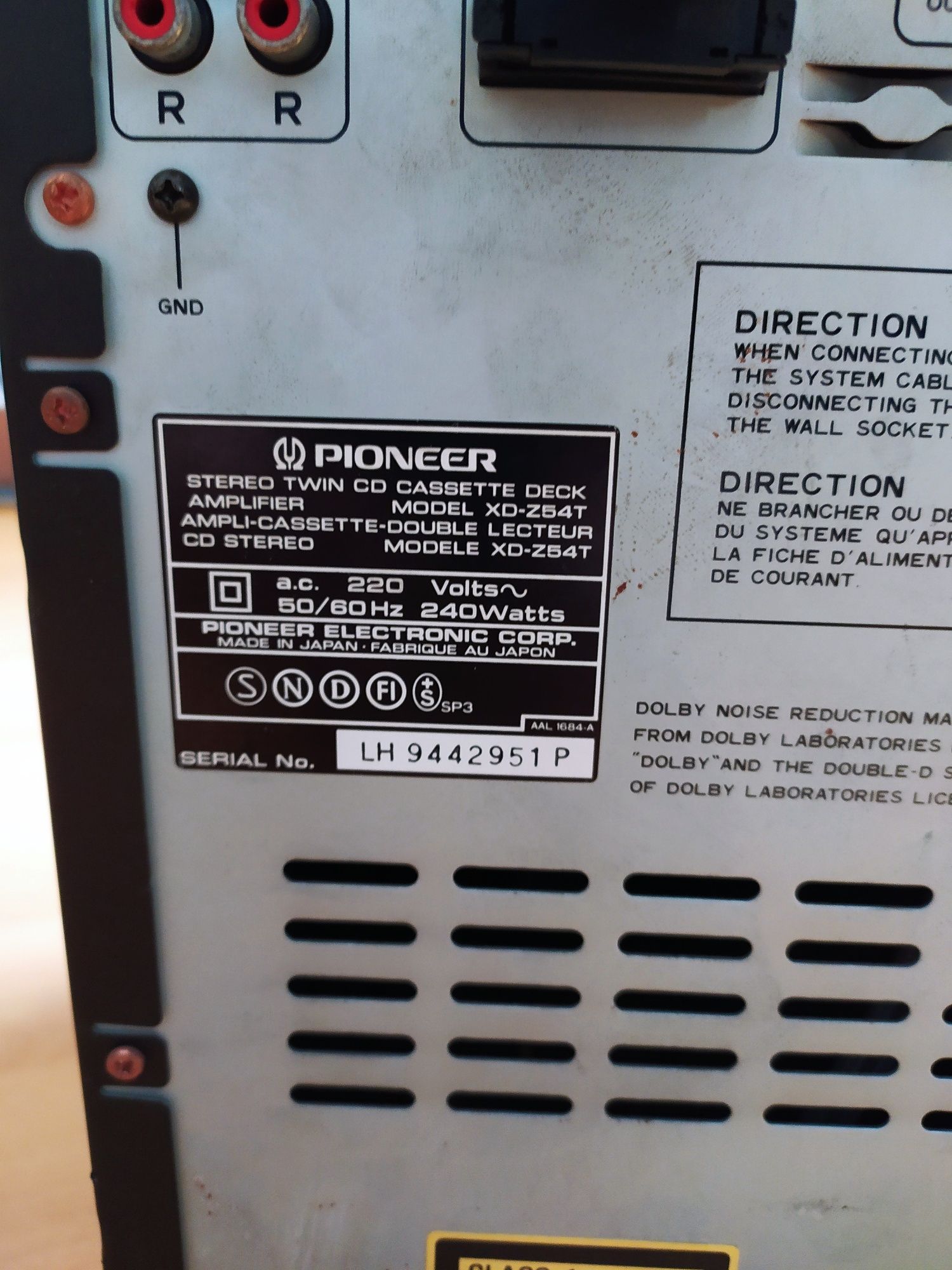 Pioneer aparelhagem rádio, cassetes duplo, CD duplo, equalizador.
