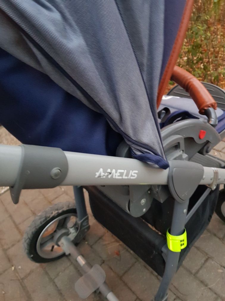 Wózek 2 in 1 gondola i spacerówka amelis pro delti jeans 2 w 1