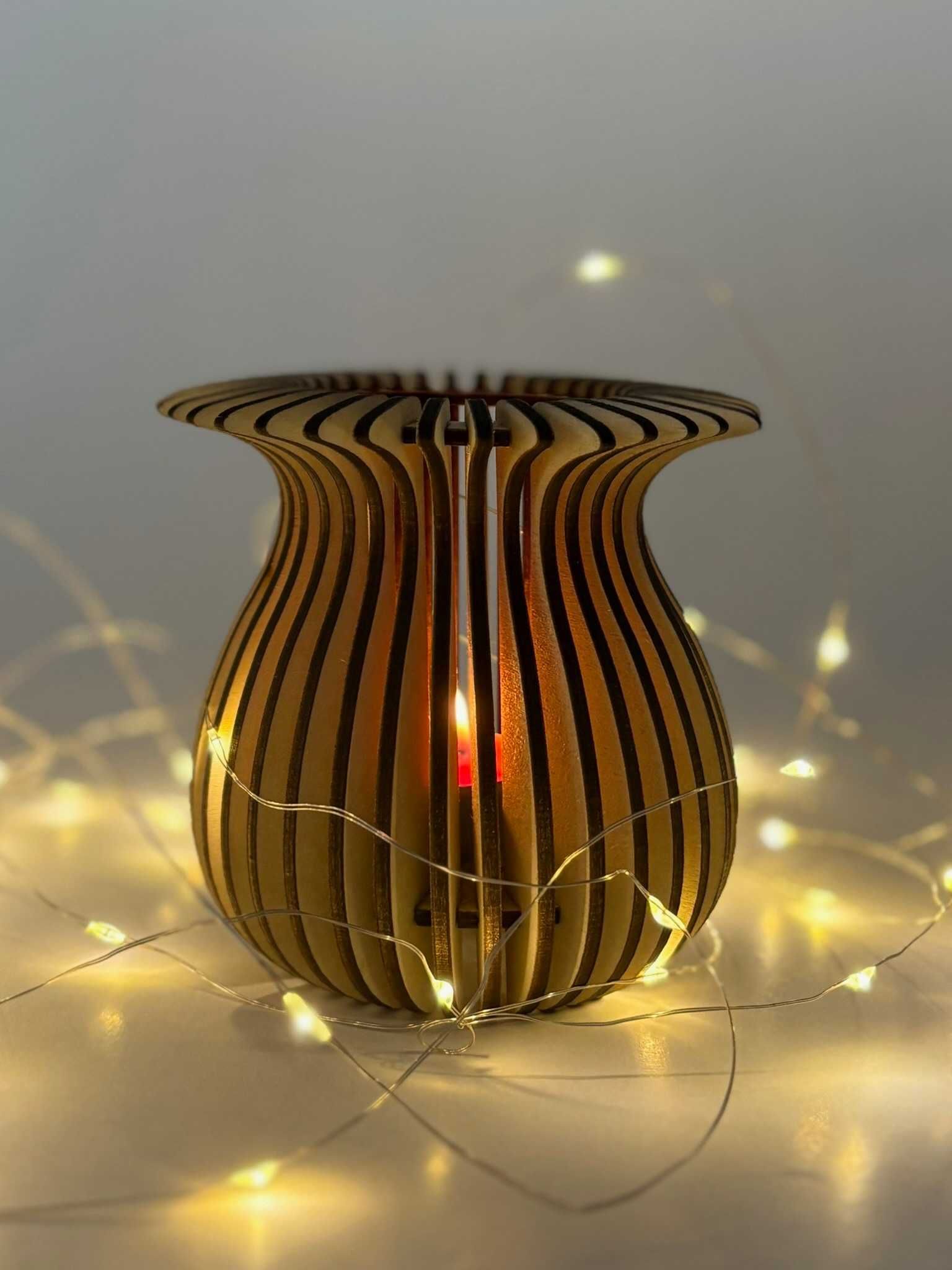 Drewniany lampion / świecznik