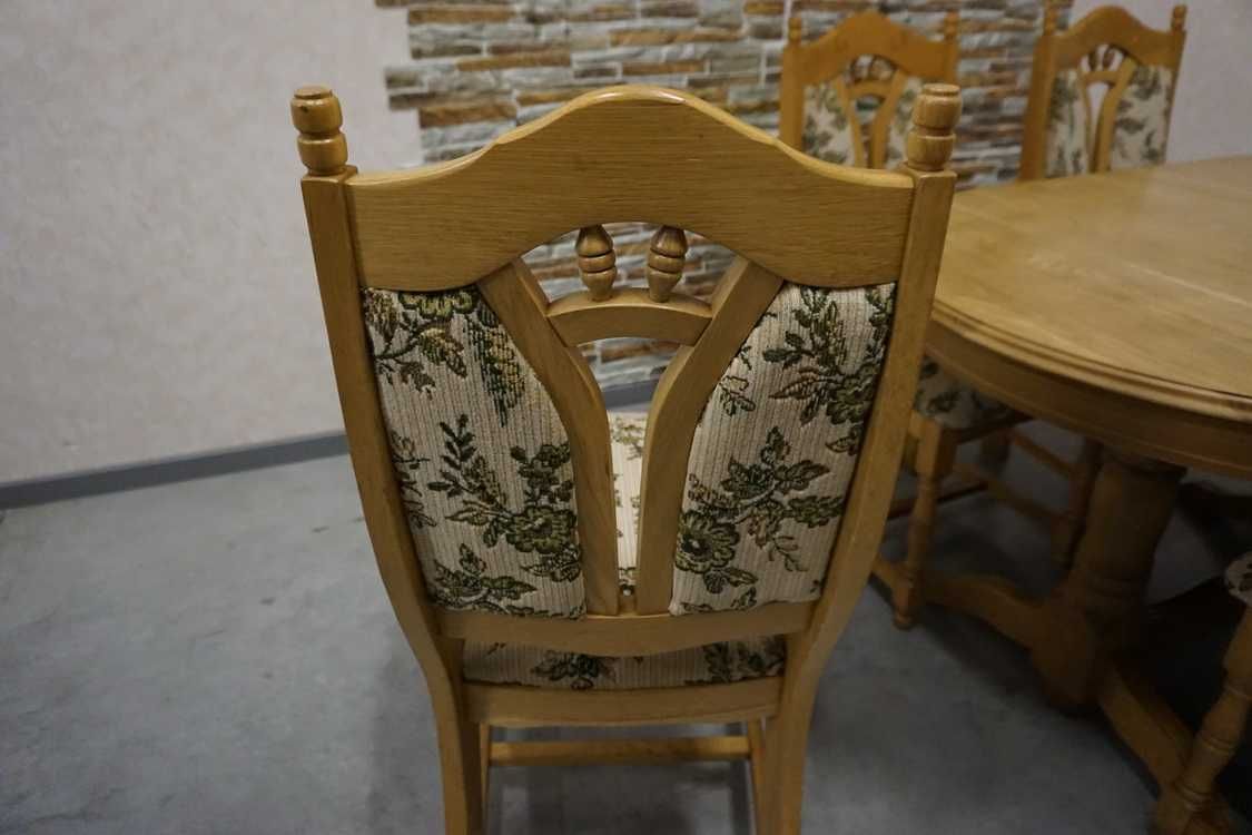 Stół Dębowy Rozkładany szer. 220 cm (2 wstawki) 8 krzeseł -10% (l-162)