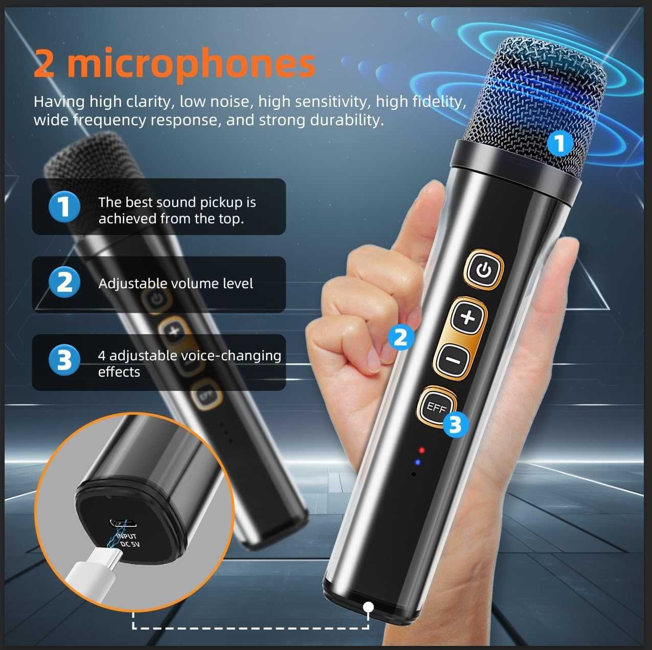 Głośnik KARAOKE bezprzewodowy bluetooth LILUOSUO NR-8806 USB mikrofony