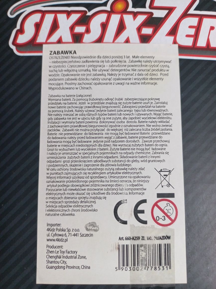 Auto na baterię, tor 2w1 six six zero