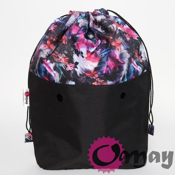 organizer do OBAG STANDARD worek czarne kwiaty pióra ogród komin OMAY