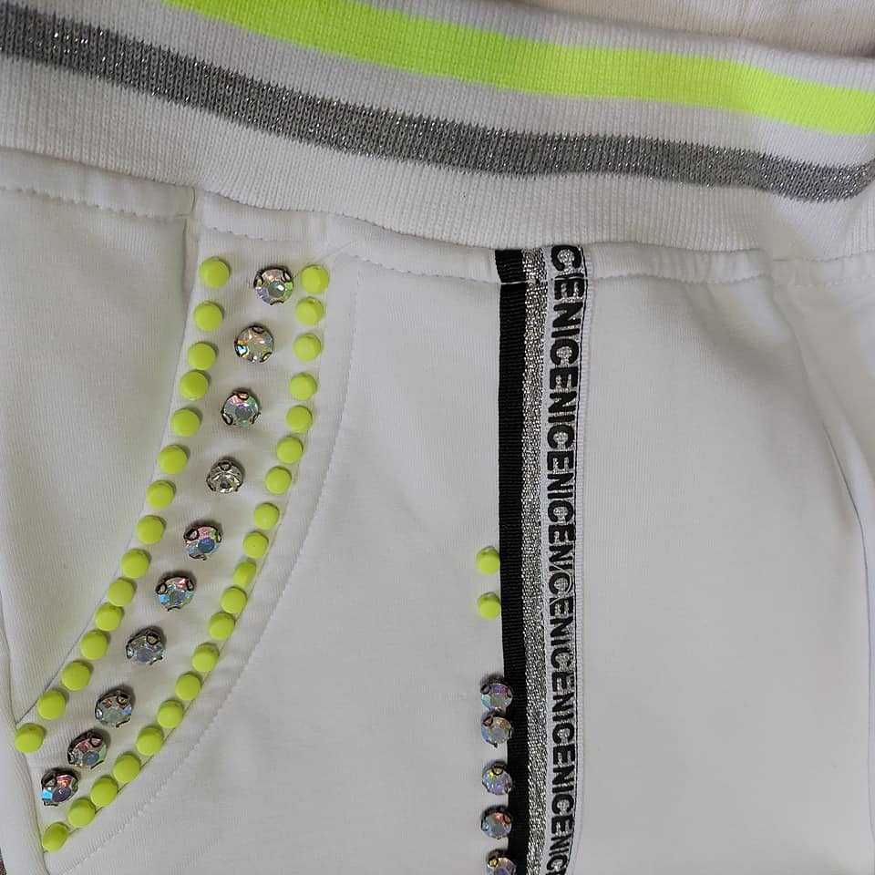 Gil Santucci białe spodnie dresowe S neon