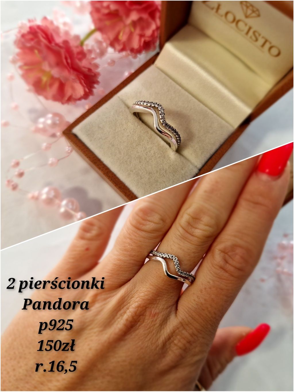 Srebrne pierścionki i zawieszka