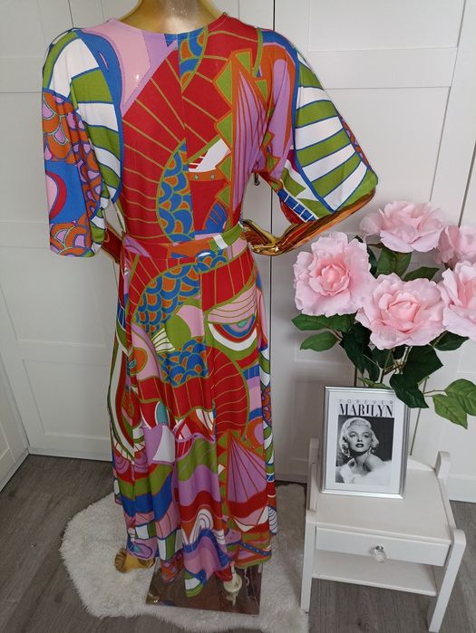 Nowa długa sukienka maxi w kolorowe wzory Boho R.36/38