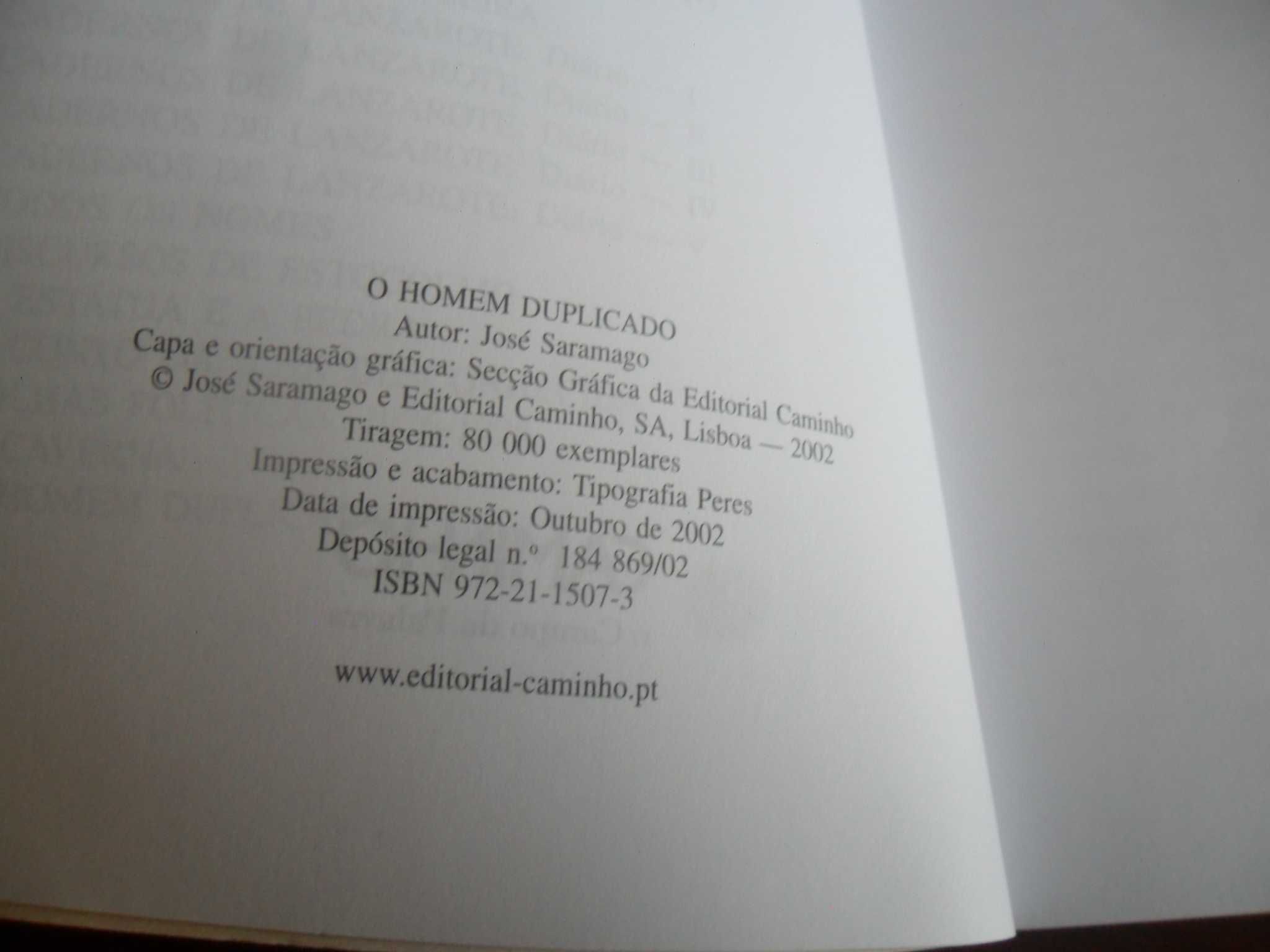 "O Homem Duplicado" de José Saramago - 1ª Edição de 2002