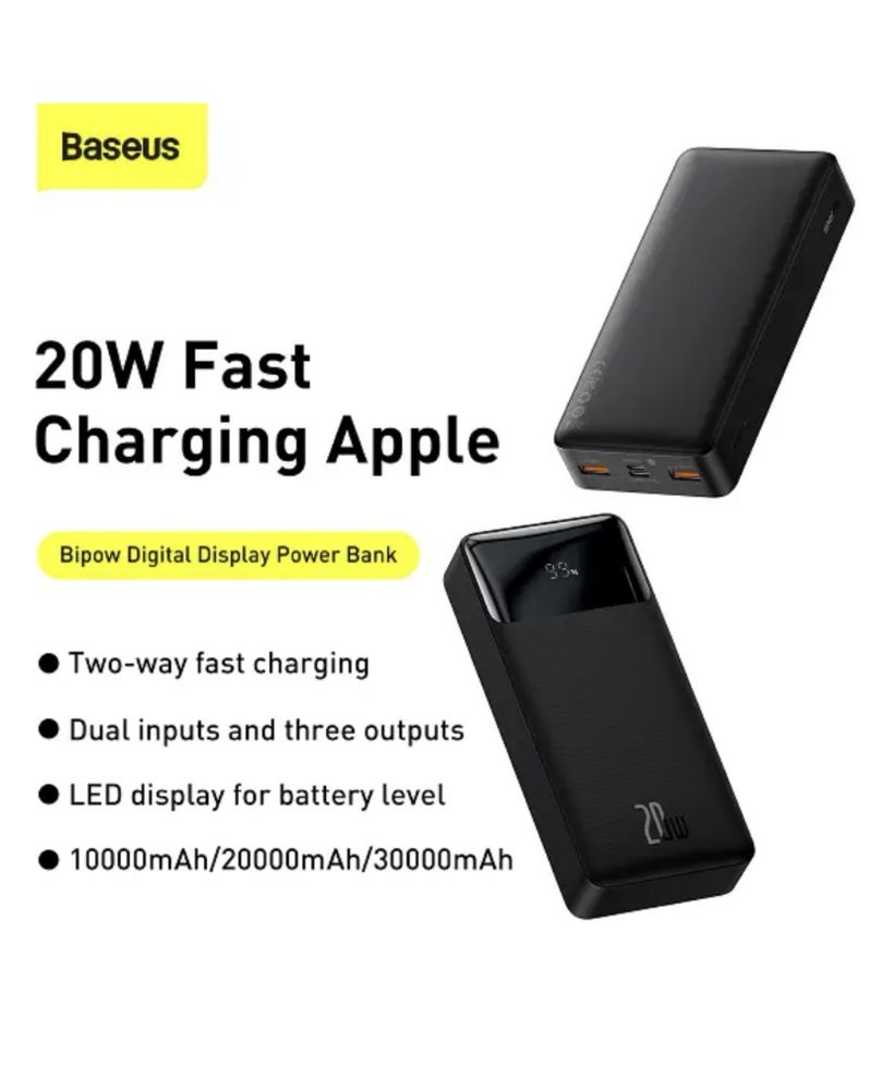 Павербанк Baseus Bipow 20000mAh 20W Black (ppdml-m01 / ppbd050501)