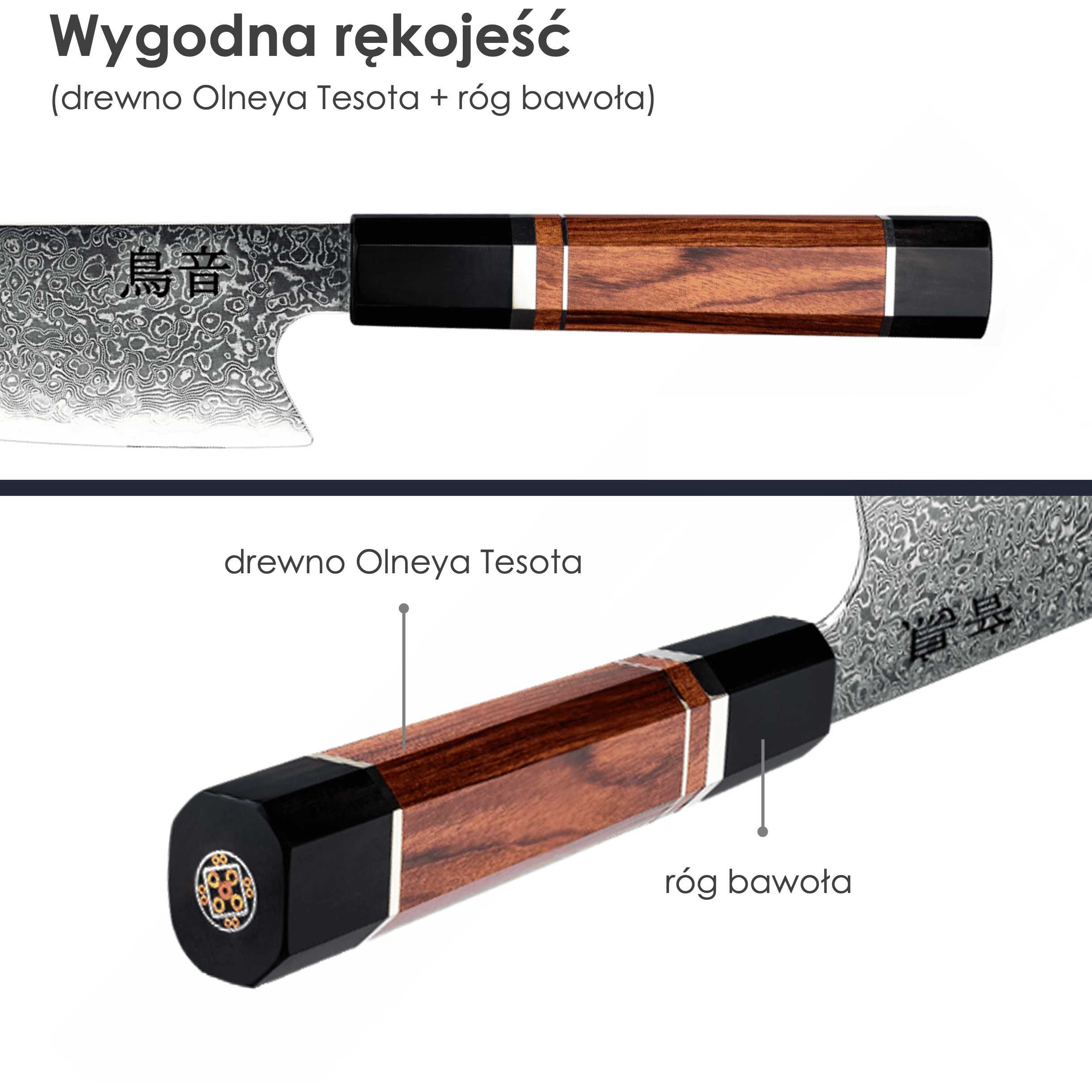 Japoński Nóż Szefa Kuchni Stal Damasceńska VG-10 Profesjonalny Prezent