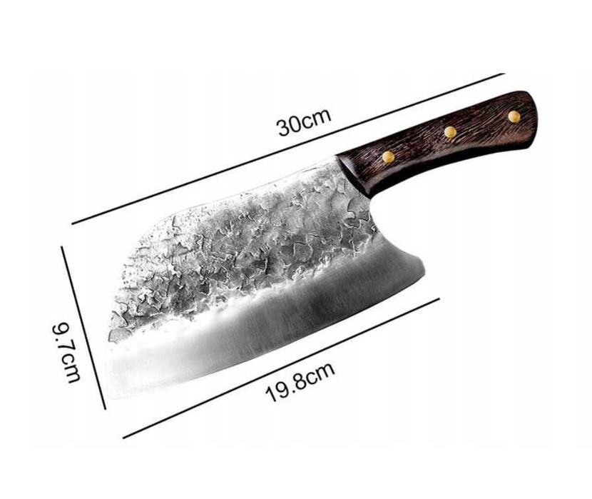 Nóż szefa kuchni 30 cm–kuty tasak do mięsa i warzyw ostry i wytrzymały
