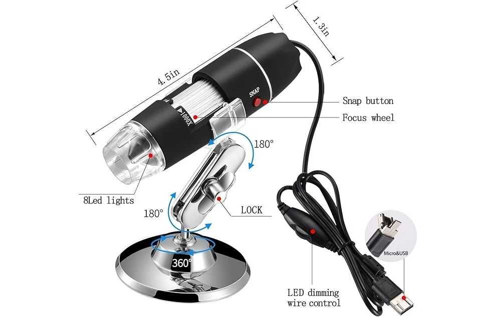 Портативный USB микроскоп Jiusion с подсветкой