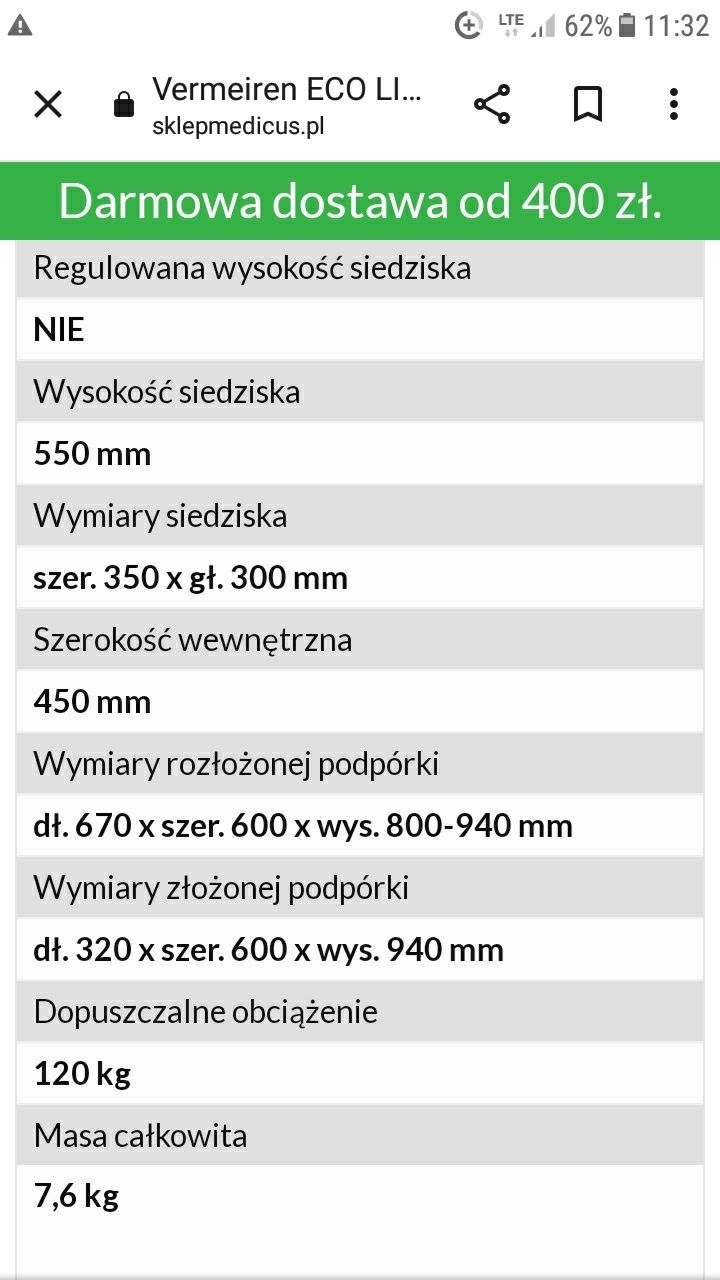 Chodzik Vermeiren czterokołowy aluminiowy balkonik podpórka