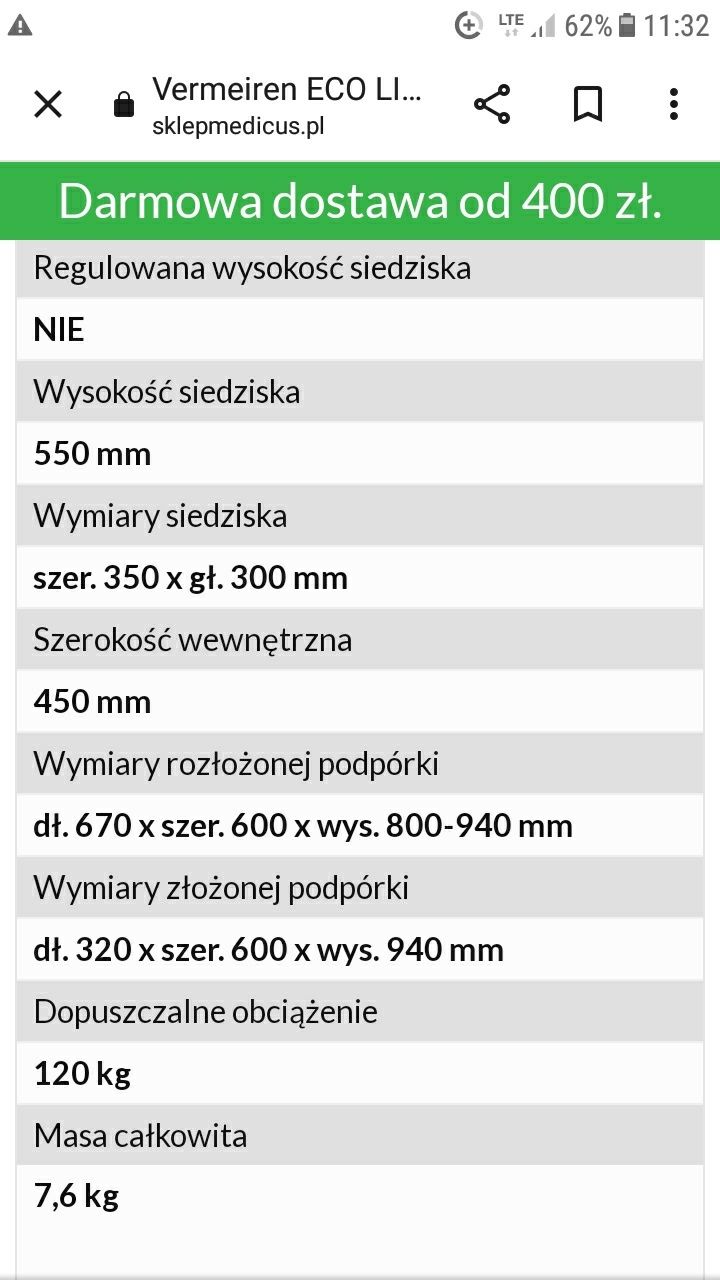 Chodzik Vermeiren czterokołowy aluminiowy balkonik podpórka