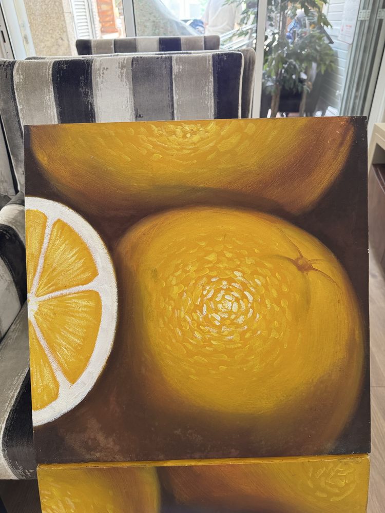 Telas pintadas com laranjas 100x100cm