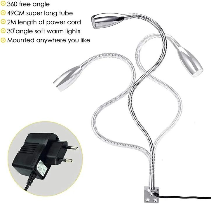 FIFILARY 2× LED лампи для читання (настінні/прикріплювані)