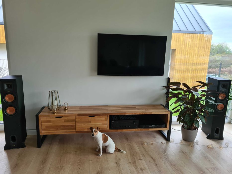 Dębowa szafka RTV pod telewizor industrialna loft metal drewno 100x40