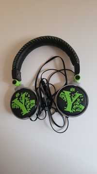 Słuchawki douszne czarno-zielone