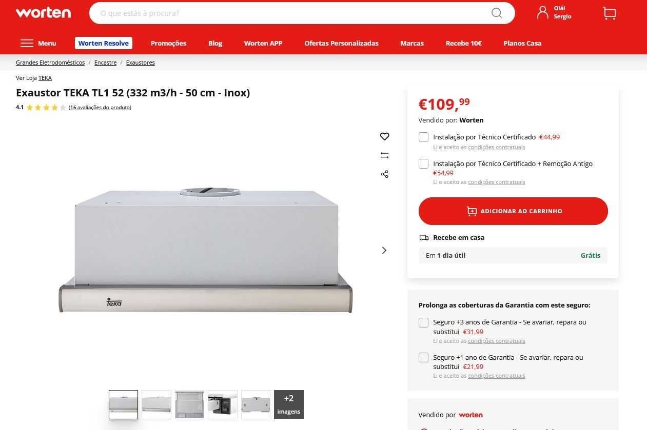 Exaustor TEKA TL1 52 (332 m3/h - 50 cm - Inox) com garantia Worten