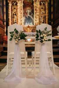 dekoracje, dekoracja, kościół, wesele, biały dywan, kwiaty, świeczniki
