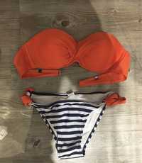 Strój kąpielowy damski dwuczęściowy nowy rozmiar M i L pomarancz paski