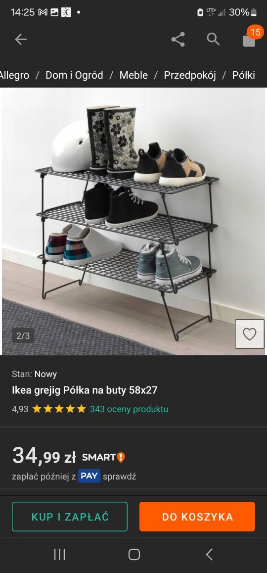 Ikea grejig Półka na buty 58x27 stojak organizer