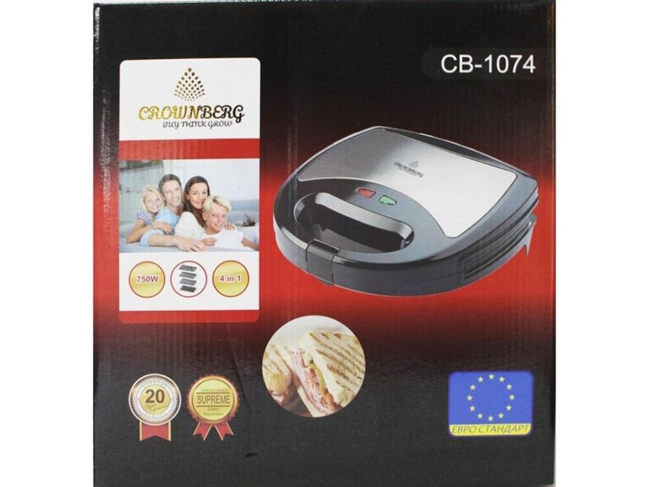 Новая 4в1 бутербродница / сендвичница / вафельница/ орешница Crownberg