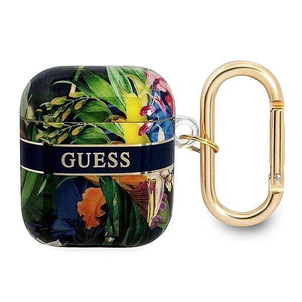 Etui Guess Flower Strap Collection na AirPods 1/2 - niebieskie