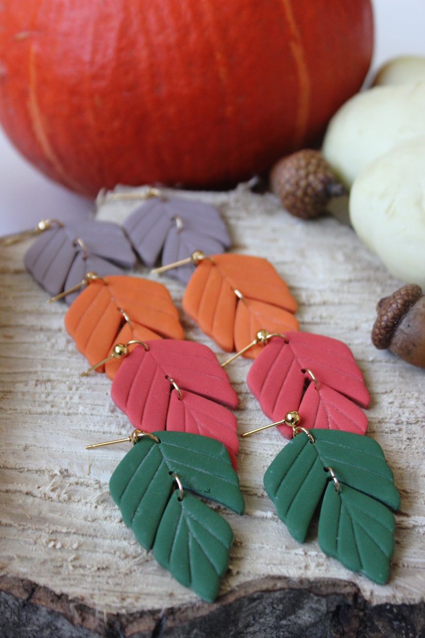 Jesień jesienne kolczyki liście handmade prezent ręcznie robione