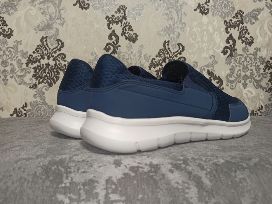 Мокасины синего цвета текстиль. размер 47