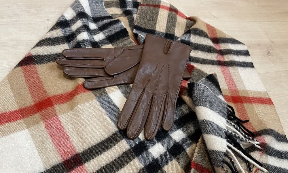 Вовняний шарф & шкіряні рукавички ( осінь)