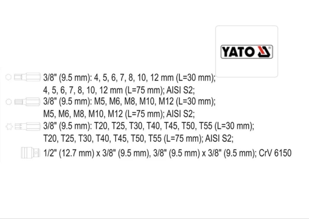 Набір спеціальних біт YATO 40 предметів (YT-0400) є в наявності ято
