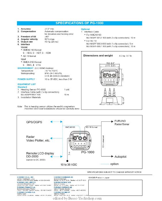 FURUNO PG-1000 sensor de rumo integrado