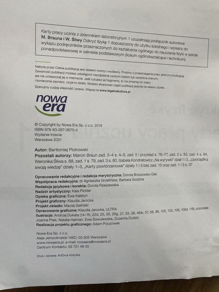 Karty pracy fizyka kl 1