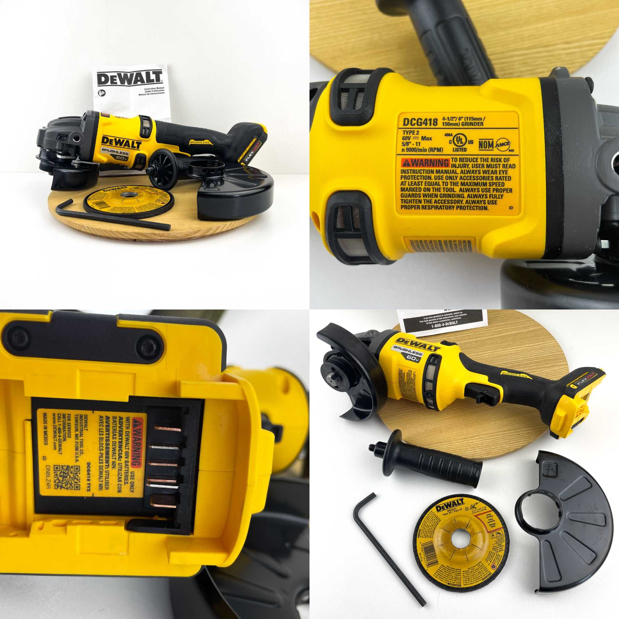 Безщіткова болгарка 115-150 мм DEWALT DCG418B FLEXVOLT 54/60V