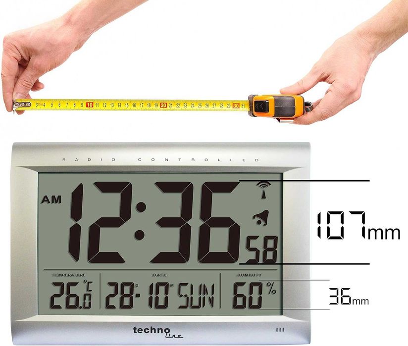 годинник радіокерований електронний будильник Technoline WS8009, сірий