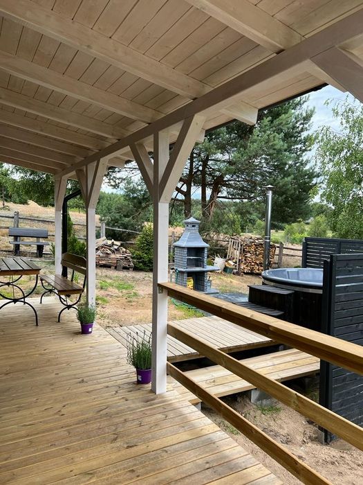 Domek z balią  jaccuzi,domek nad jeziorem, sauna, wolny Sylwester