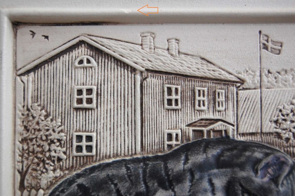 Kot, kotek, obrazek ceramiczny Jie Gantofta Sweden Szwecja vintage