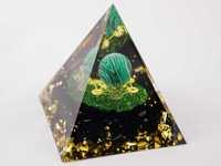 Piękna Piramidka Orgonit Sześcian Metatrona Malachit Prezent 6 cm