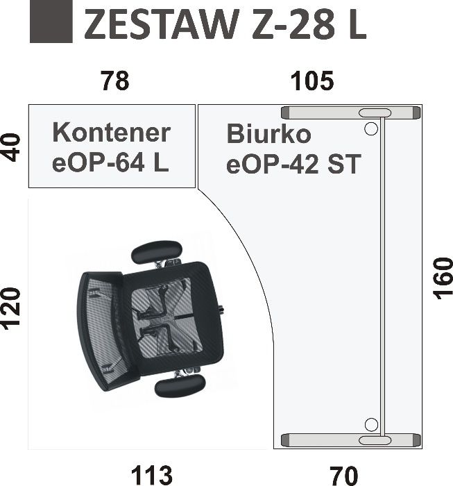 biurko na stelażu + kontener