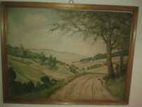 Obraz ręcznie malowany Pejzaż wiejski wym. 86x66cm.