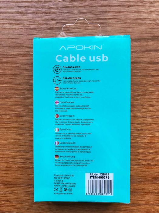 Cabo carregador Type-C (USB-C) com 3 METROS - Novo