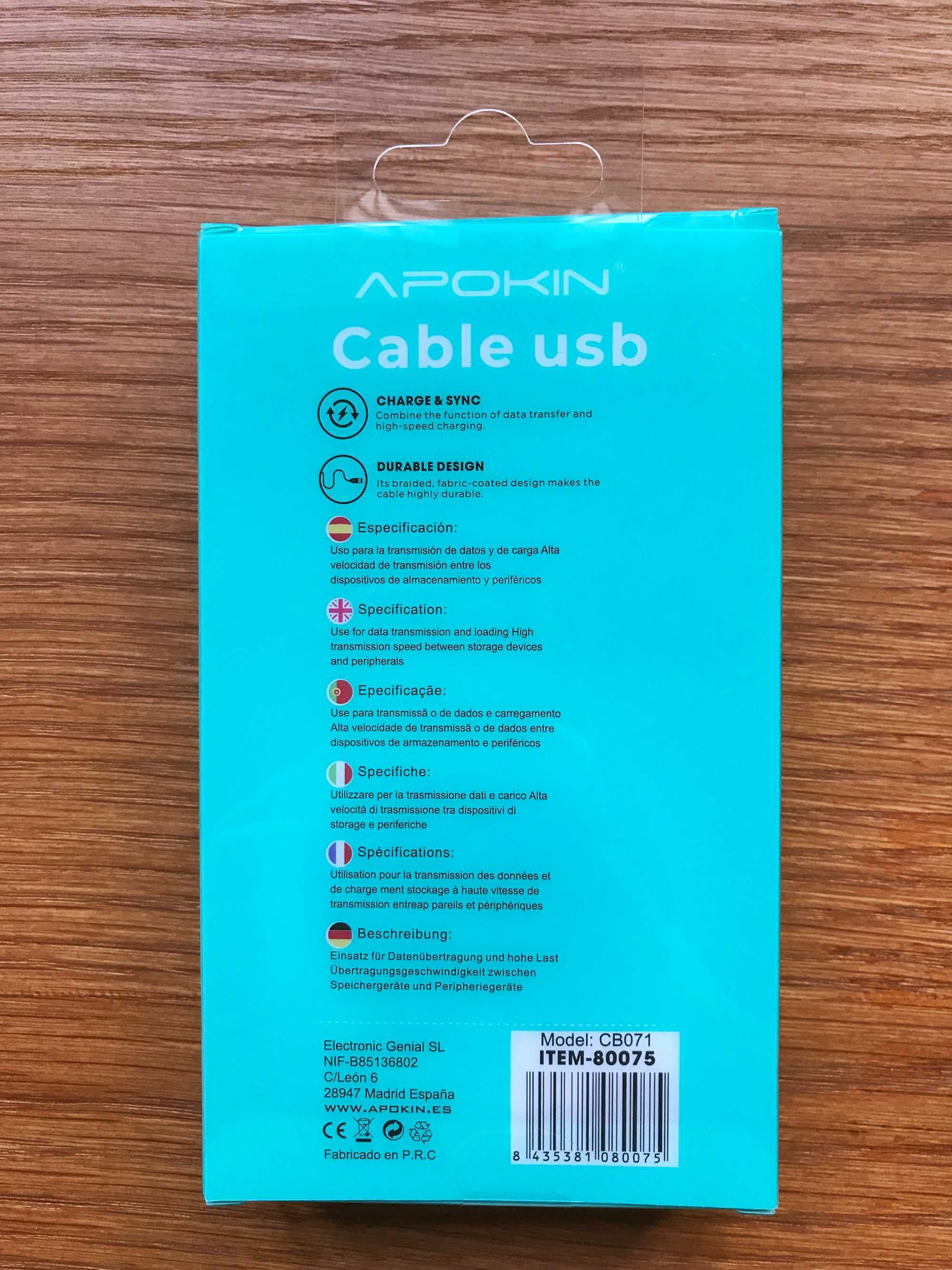 Cabo carregador Type-C (USB-C) com 3 METROS - Novo