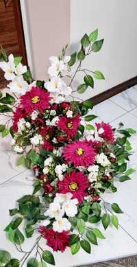 Komplet na grób utwardzony kwiaty sztuczne