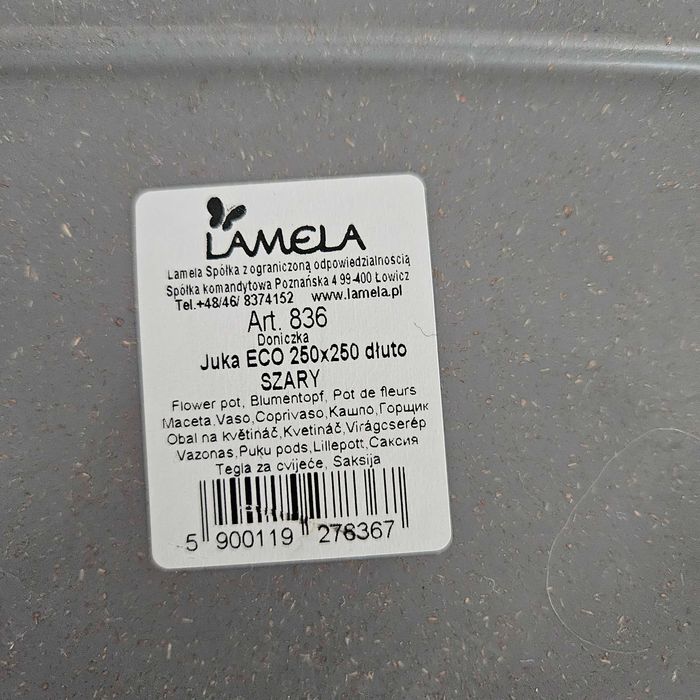 Lamela duża doniczka na kwiaty donica grafitowa szara 250x250